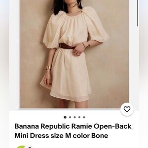 Banana Republic Ramie Open-Back
Mini Dress size M color Bone